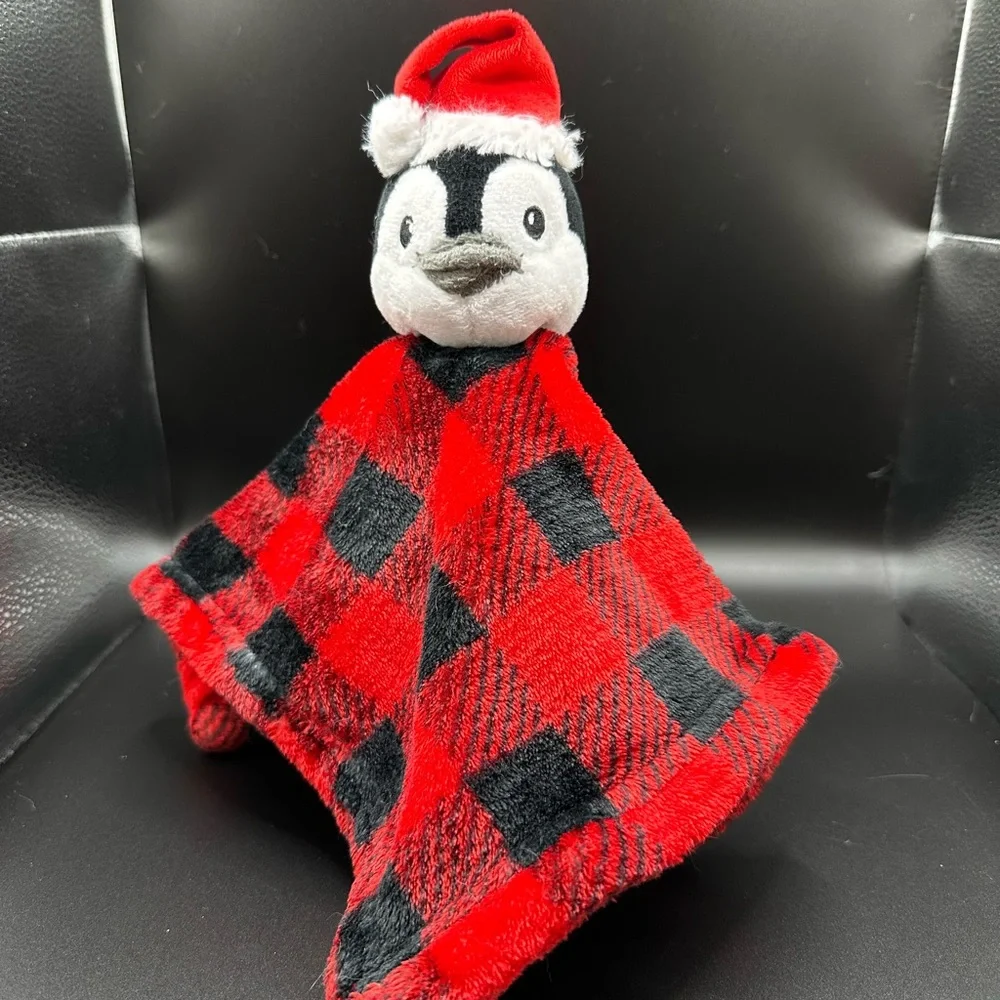Hudson Baby HB Christmas Penguin‎ Red Buffalo Plaid Baby Security Blanket Lovey